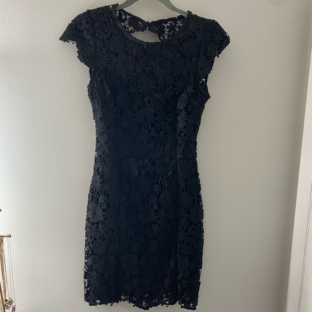 Black Backless Lace Mini Dress